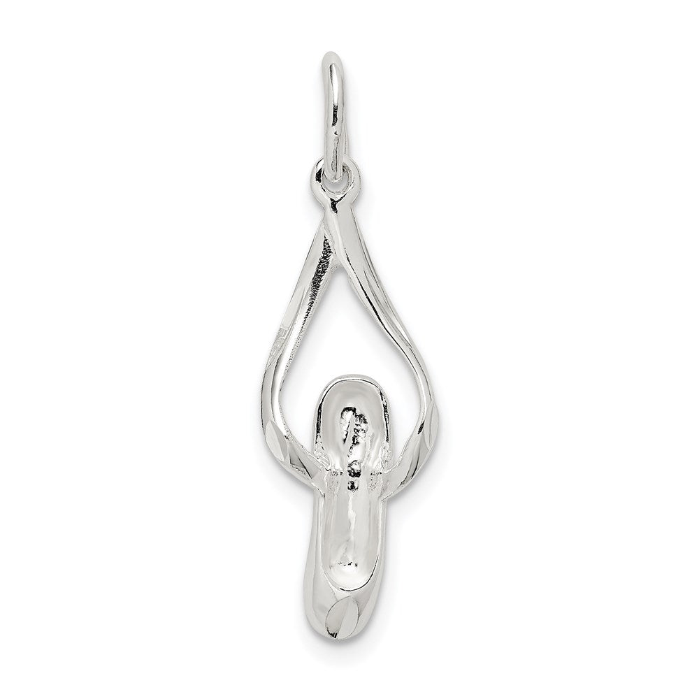 Sterling Silver Ballet Slipper Charm, 28 x 9 mm