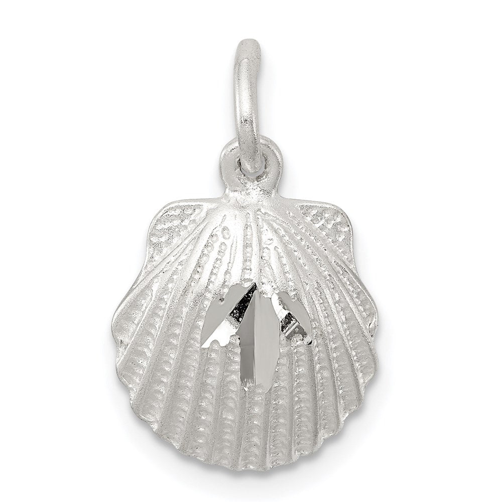 Sterling Silver D/C Shell Charm, 15 x 13 mm