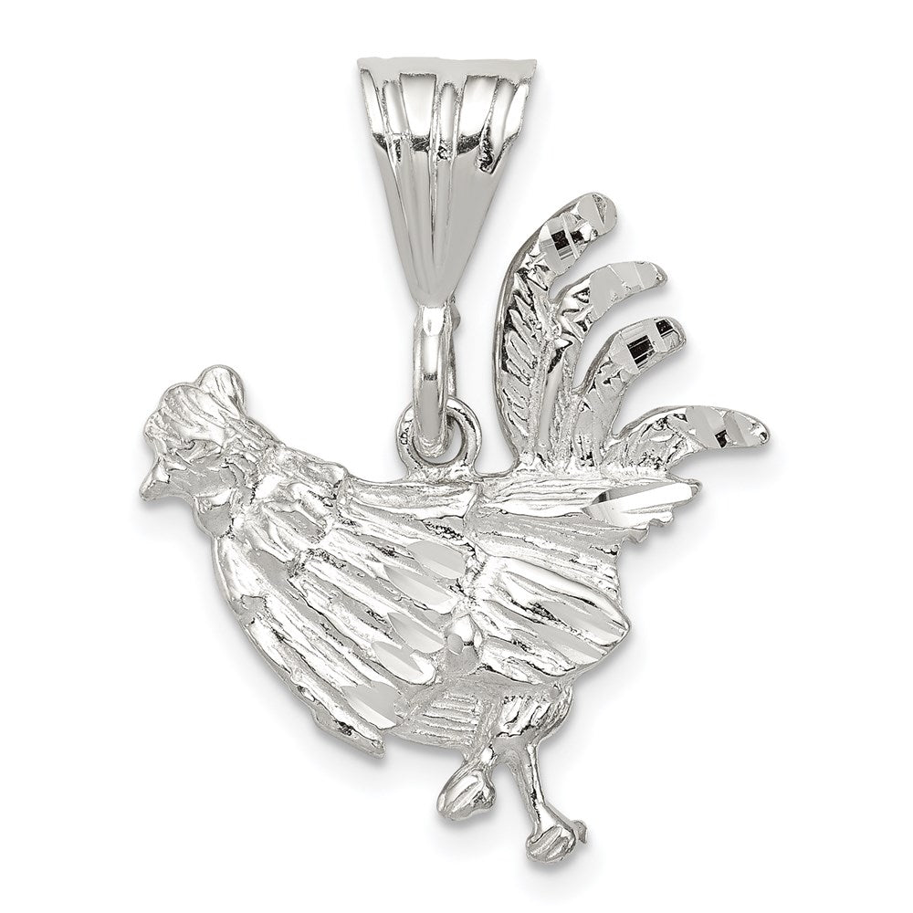 Sterling Silver Rooster Charm, 25 x 22 mm