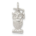 Sterling Silver Graduation Owl Charm, 20 x 8 mm