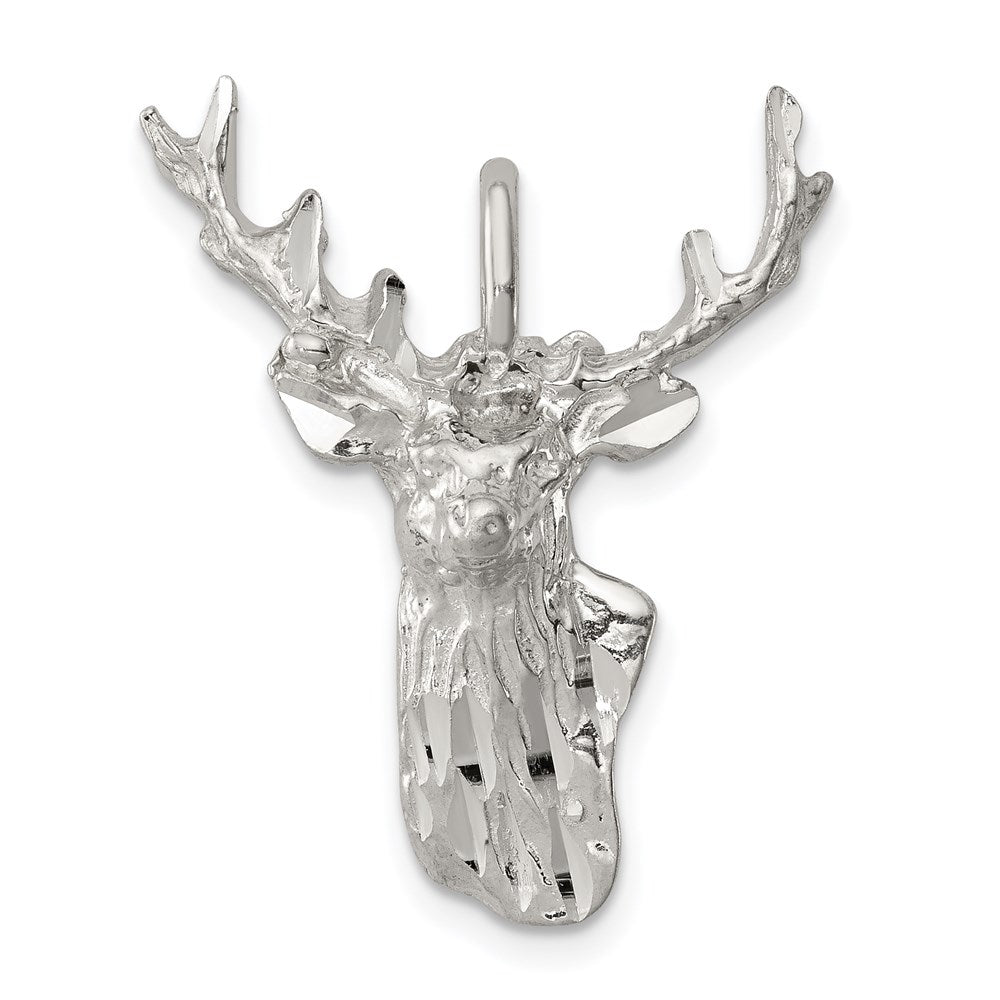 Sterling Silver Deer Head Charm, 29 x 22 mm