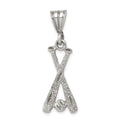 Sterling Silver Two Bats & a Ball Charm, 29 x 14 mm