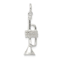 Sterling Silver Trumpet Charm, 25 x 8 mm