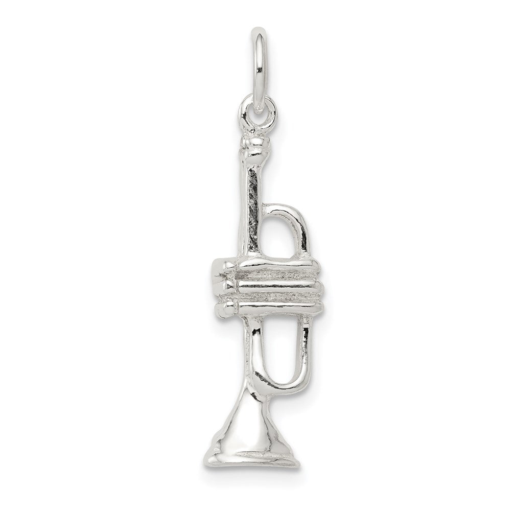 Sterling Silver Trumpet Charm, 25 x 8 mm