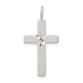 Sterling Silver Diamond-cut Cross Pendant, 30 x 15 mm