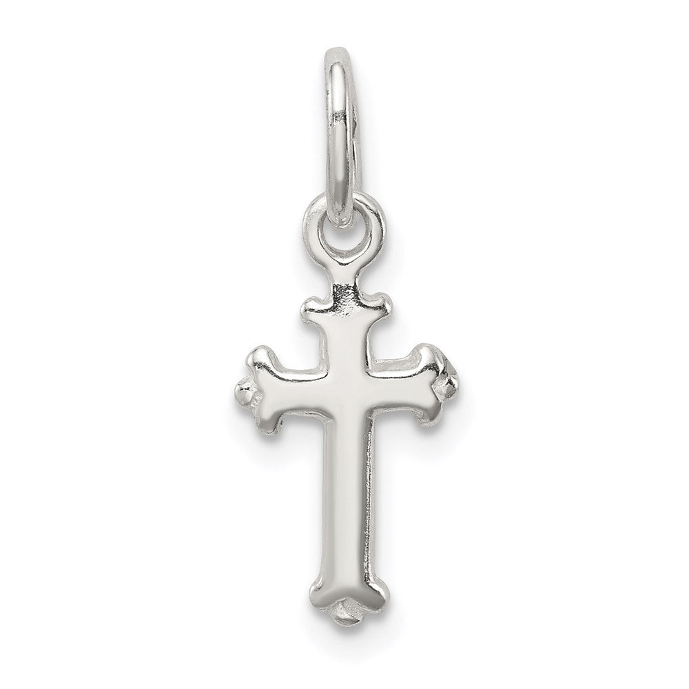 Sterling Silver Fleur De Lis Cross Charm, 16 x 8 mm