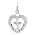 Sterling Silver Cross Heart Charm, 24 x 15 mm
