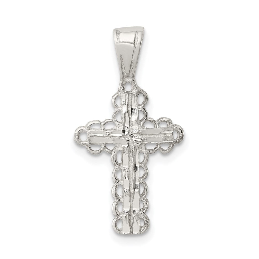 Sterling Silver Budded Cross Pendant, 27 x 14 mm