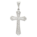 Sterling Silver Diamond-cut Cross Pendant, 57 x 27 mm