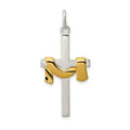 Sterling Silver & Vermeil Draped Cross Pendant, 29 x 15 mm