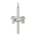 Sterling Silver Satin D/C Draped Cross Charm, 29 x 15 mm