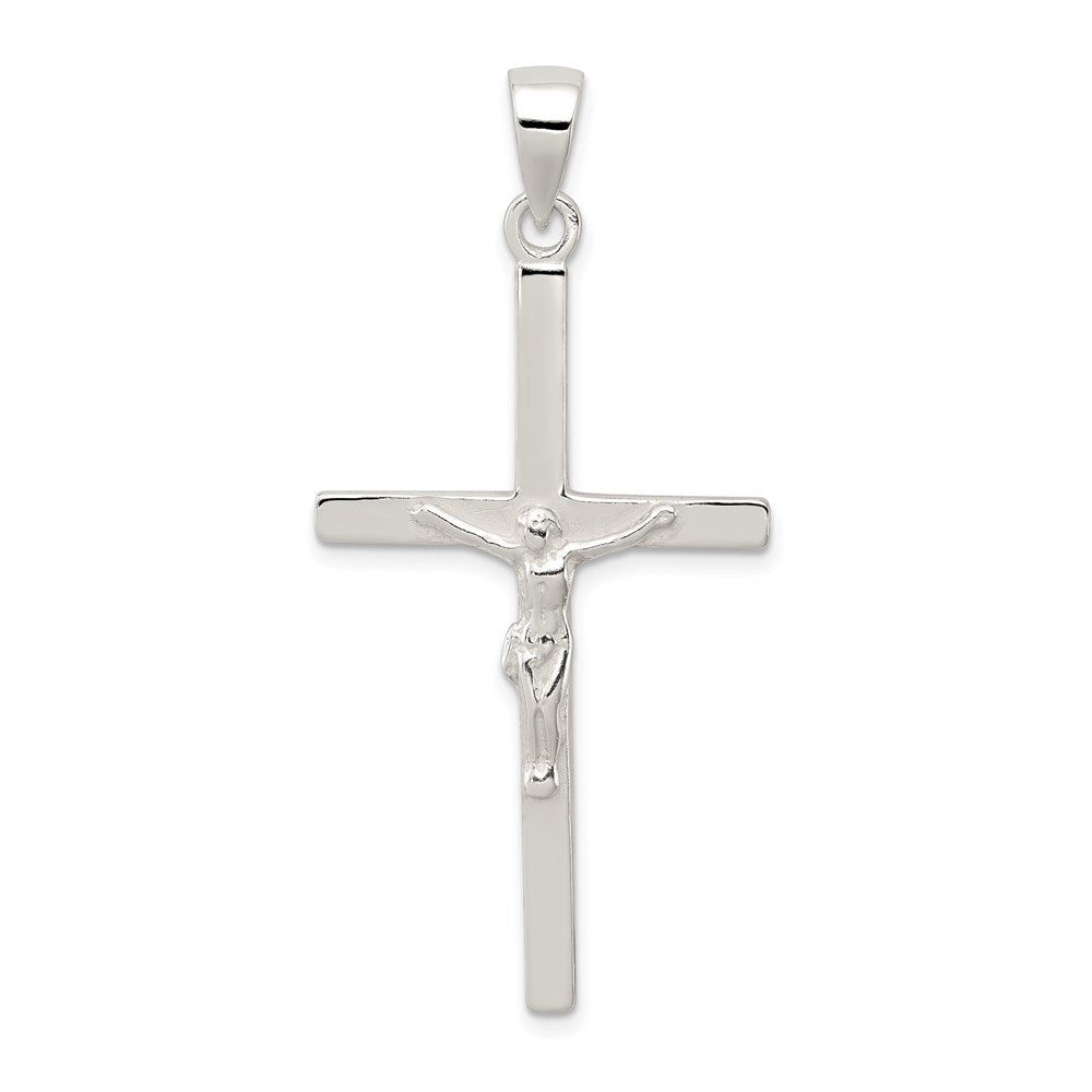 Sterling Silver Polished Crucifix Pendant, 50 x 25 mm