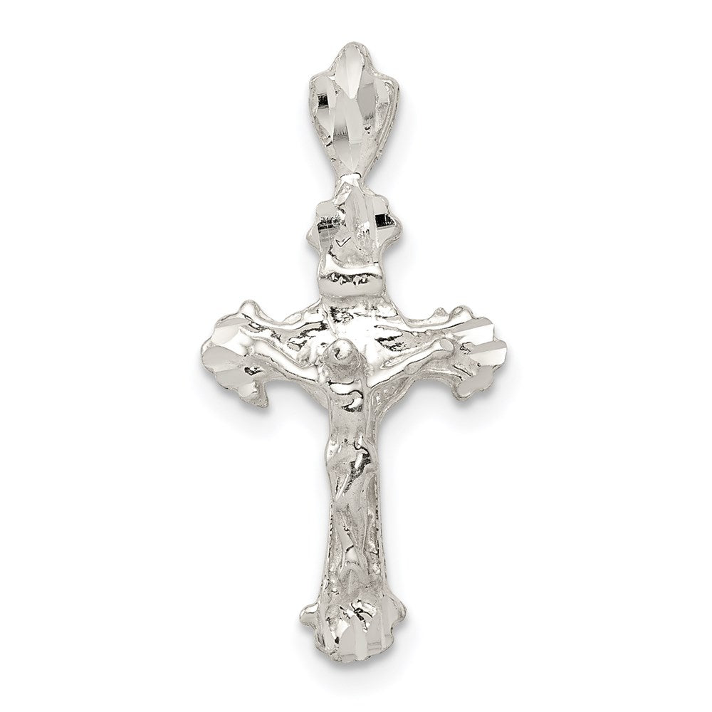 Sterling Silver INRI Crucifix Pendant, 28 x 14 mm
