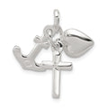 Sterling Silver Faith, Hope & Charity Charm, 25 x 20 mm