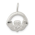 Sterling Silver Satin Claddagh Charm, 19 x 14 mm