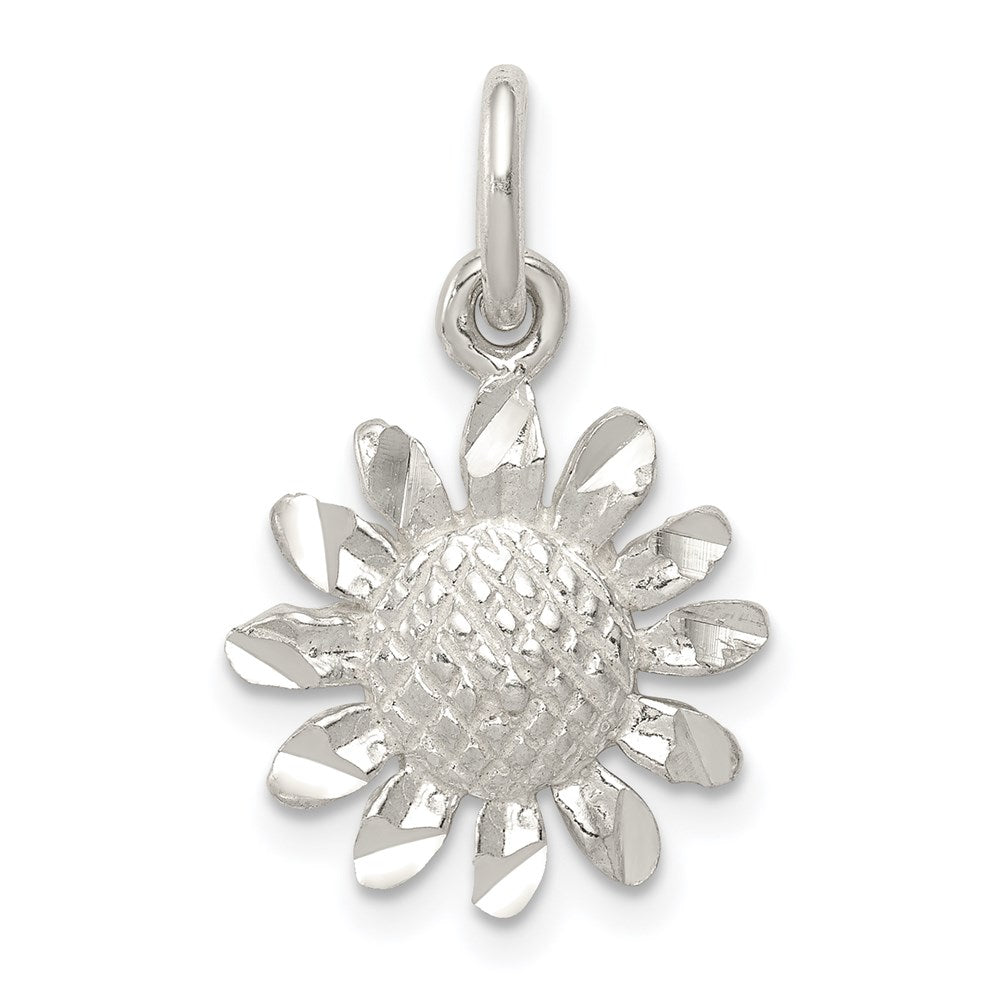 Sterling Silver Floral Charm, 21 x 14 mm