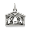 Sterling Silver Antiqued Manger Charm, 19 x 17 mm