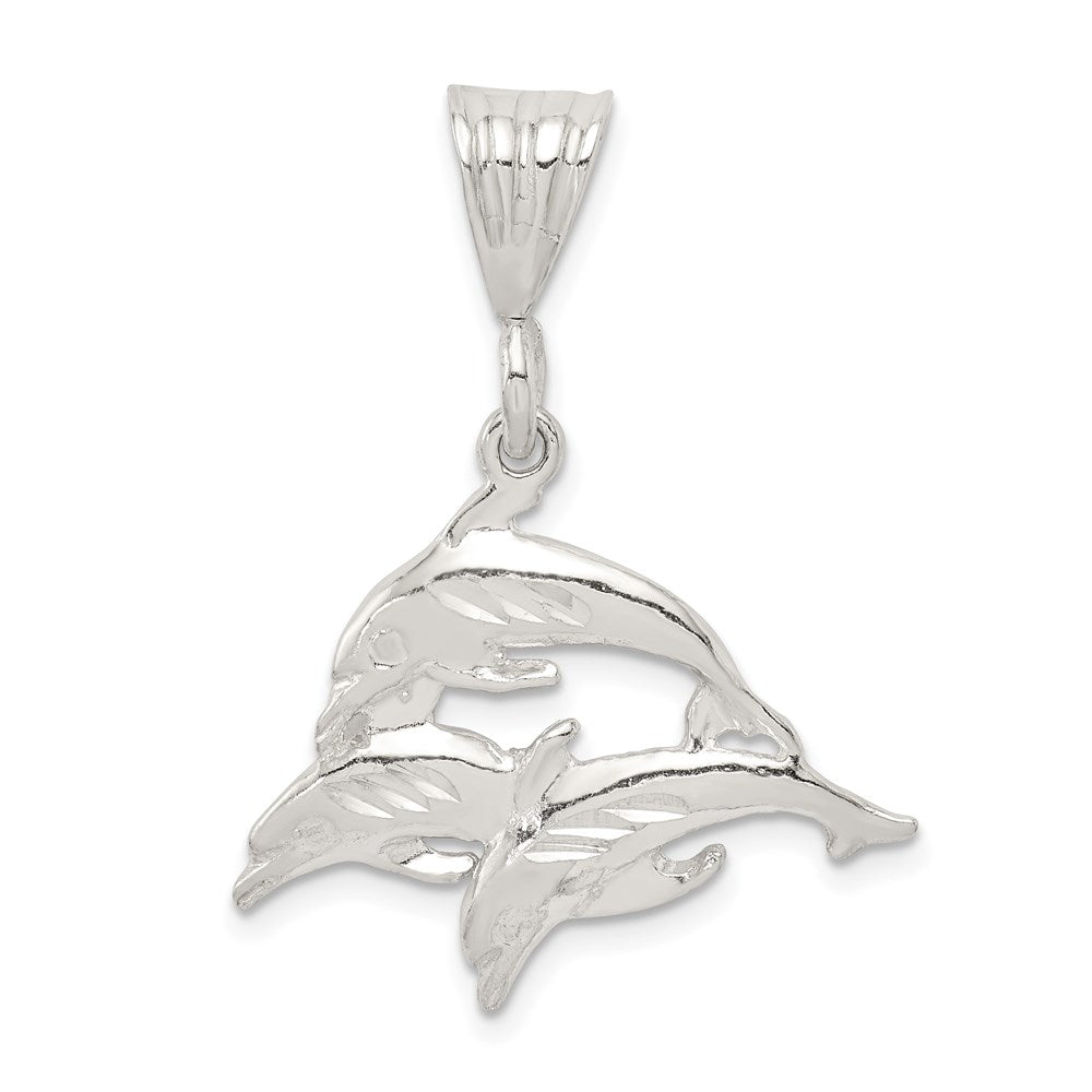 Sterling Silver Trio of Dolphins Pendant, 35 x 25 mm