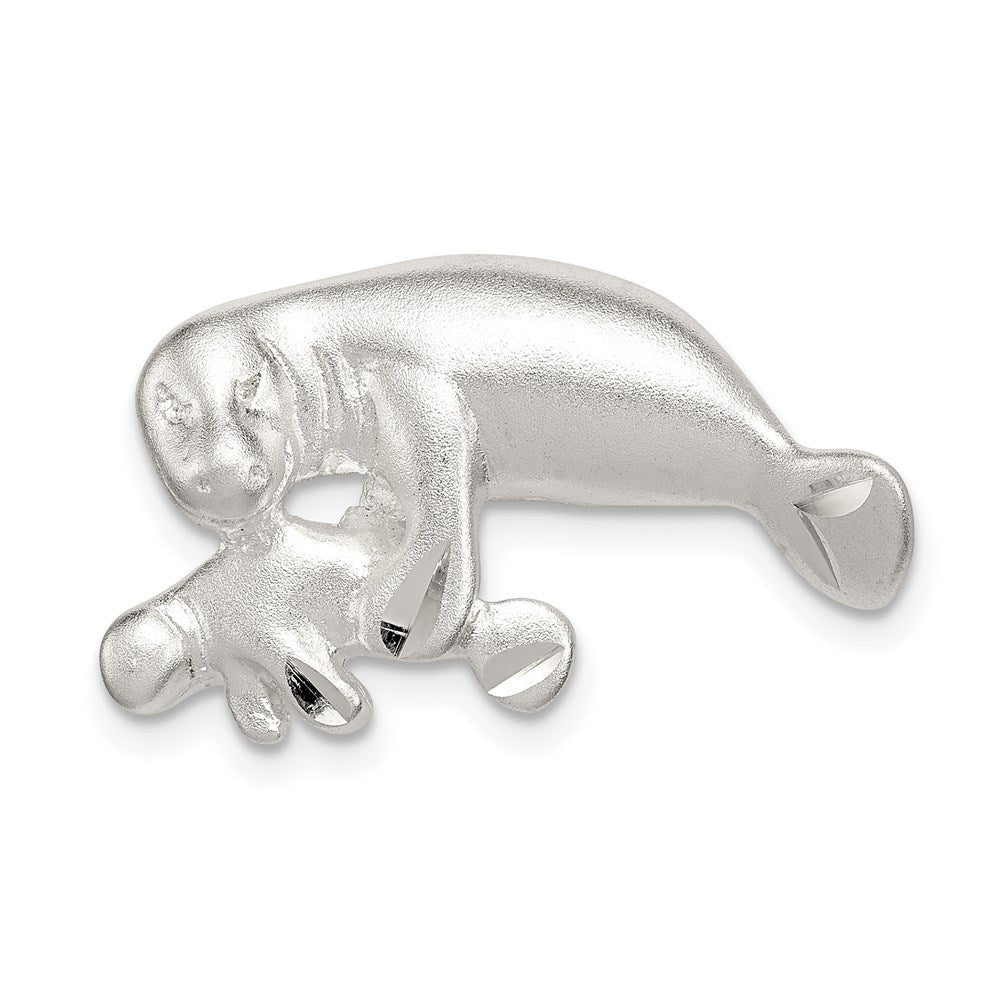 Sterling Silver Manatee with Baby Charm, 14 x 27 mm