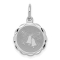 Sterling Silver Rhodium-plated Wedding Bells Disc Charm, 15 x 13 mm