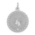 Sterling Silver Rhodium-plated Wedding Bells Disc Charm, 27 x 20 mm