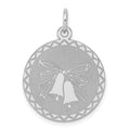 Sterling Silver Rhodium-plated Wedding Bells Charm, 26 x 20 mm