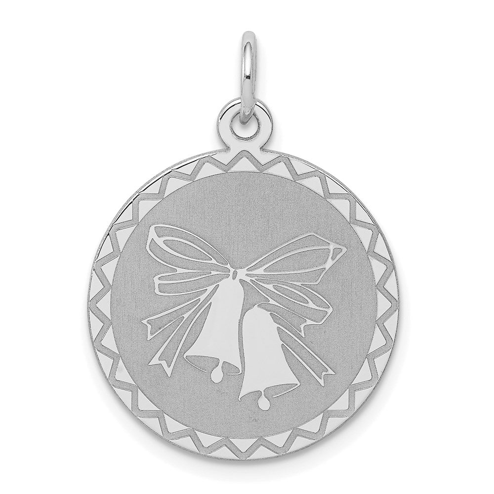 Sterling Silver Rhodium-plated Wedding Bells Charm, 26 x 20 mm