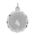 Sterling Silver Rhodium-plated Wedding Bells Disc Charm, 30 x 23 mm