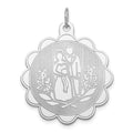 Sterling Silver Rhodium-plated Bride & Groom Disc Charm, 33 x 26 mm
