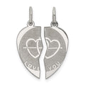 Sterling Silver Rhodium-plated 2-piece Love You Disc Charm, 23 x 17 mm