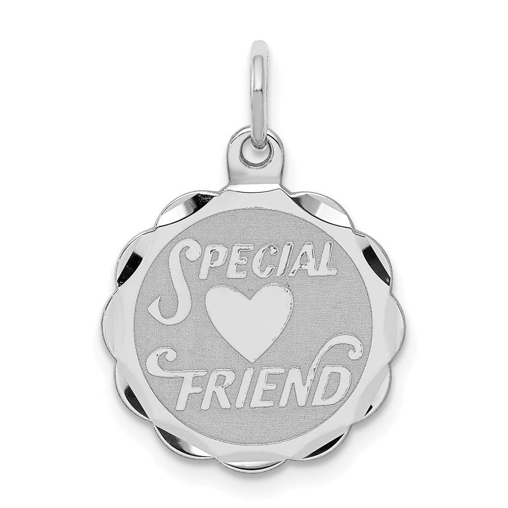 Sterling Silver Rhodium-plated Special Friend Disc Charm, 18 x 15 mm