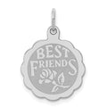 Sterling Silver Rhodium-plated Best Friends Disc Charm, 18 x 15 mm