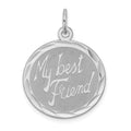 Sterling Silver Rhodium-plated My Best Friend Disc Charm, 22 x 19 mm