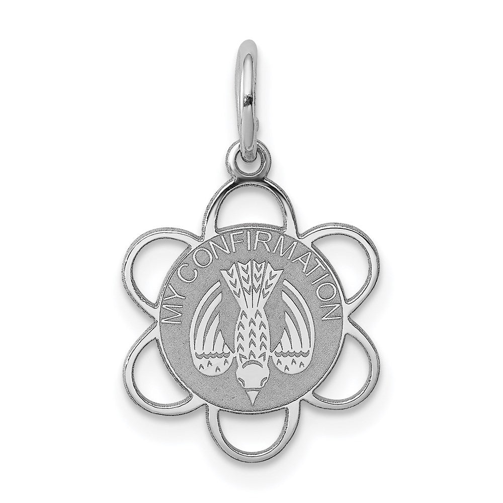 Sterling Silver Rhodium-plated My Confirmation Disc Charm, 16 x 14 mm