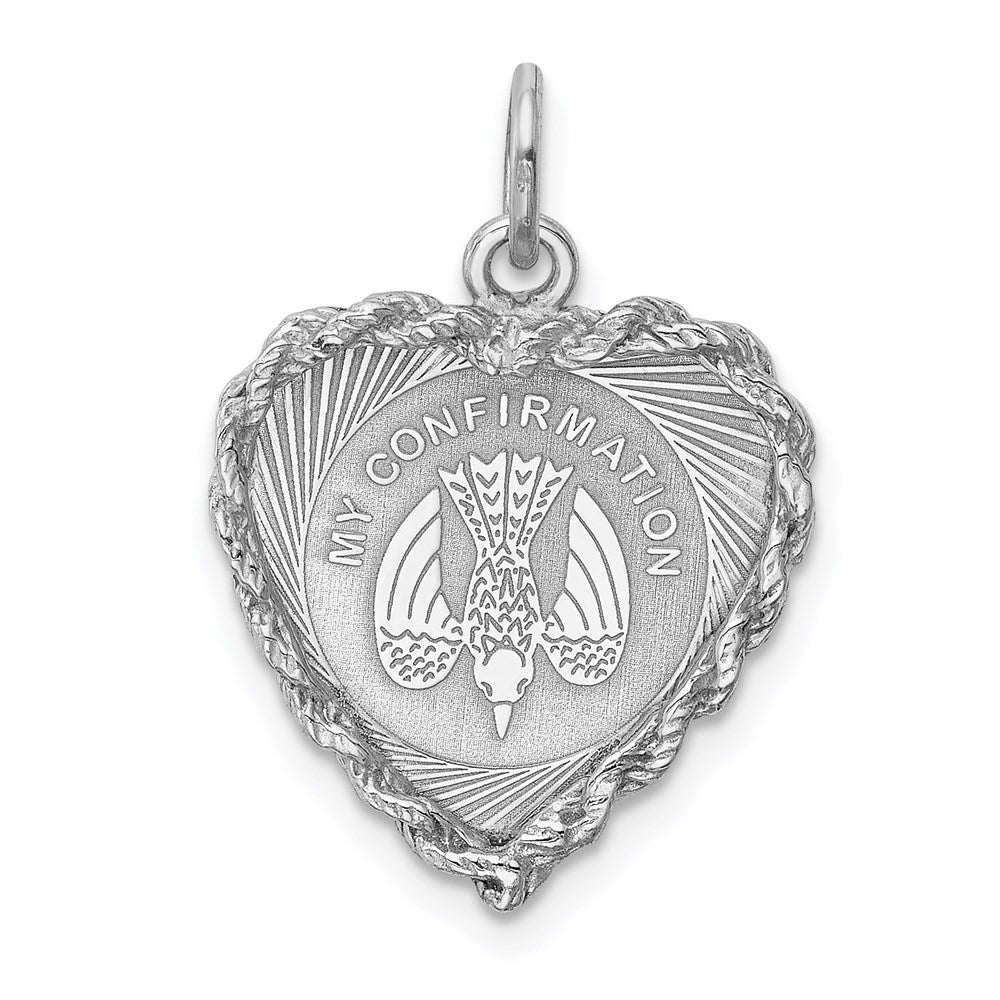 Sterling Silver Rhodium-plated My Confirmation Disc Charm, 19 x 16 mm
