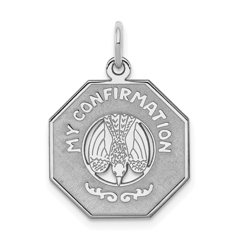 Sterling Silver Rhodium-plated My Confirmation Disc Charm, 18 x 17 mm
