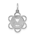Sterling Silver Rhodium-plated Holy Communion Disc Charm, 20 x 15 mm