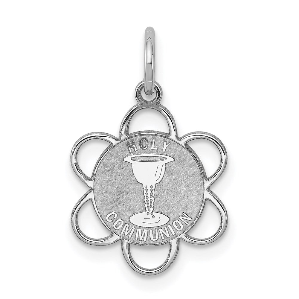Sterling Silver Rhodium-plated Holy Communion Disc Charm, 20 x 15 mm