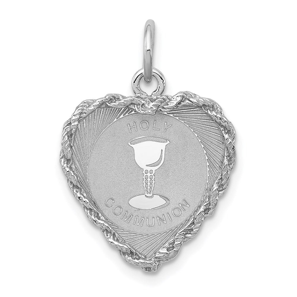 Sterling Silver Rhodium-plated Holy Communion Disc Charm, 22 x 16 mm