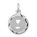 Sterling Silver Rhodium-plated Holy Communion Disc Charm, 17 x 10 mm