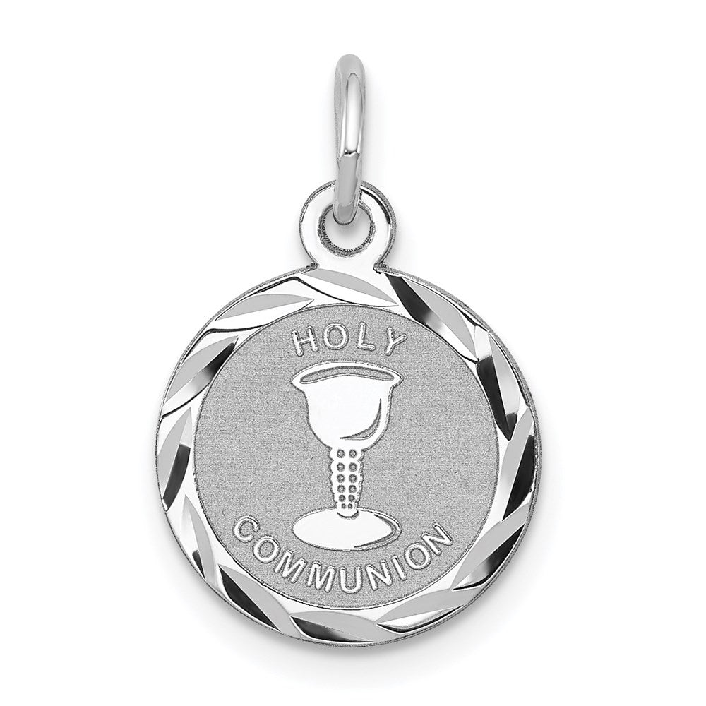 Sterling Silver Rhodium-plated Holy Communion Disc Charm, 17 x 10 mm