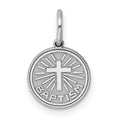 Sterling Silver Rhodium-plated Baptism Disc Charm, 15 x 10 mm