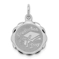 Sterling Silver Rhodium-plated Graduation Day Disc Charm, 23 x 17 mm