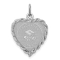 Sterling Silver Rhodium-plated Graduation Cap & Diploma Disc Charm, 24 x 17 mm