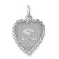 Sterling Silver Rh-plt Graduation Cap & Diploma Polished Disc Cha, 23 x 15 mm