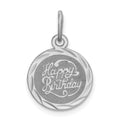 Sterling Silver Rhodium-plated Happy Birthday Disc Charm, 20 x 13 mm