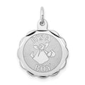 Sterling Silver Rhodium-plated Its a Boy Charm, 23 x 16 mm
