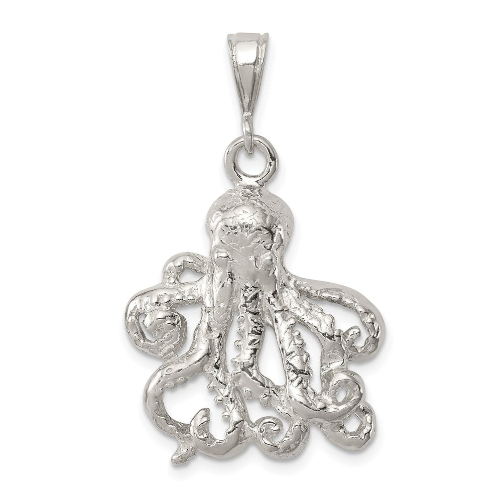Sterling Silver Octopus Charm, 26 x 22 mm