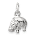Sterling Silver Hippo Charm, 12 x 11 mm