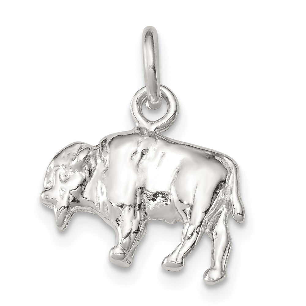 Sterling Silver 3-D Buffalo Charm, 14 x 16 mm